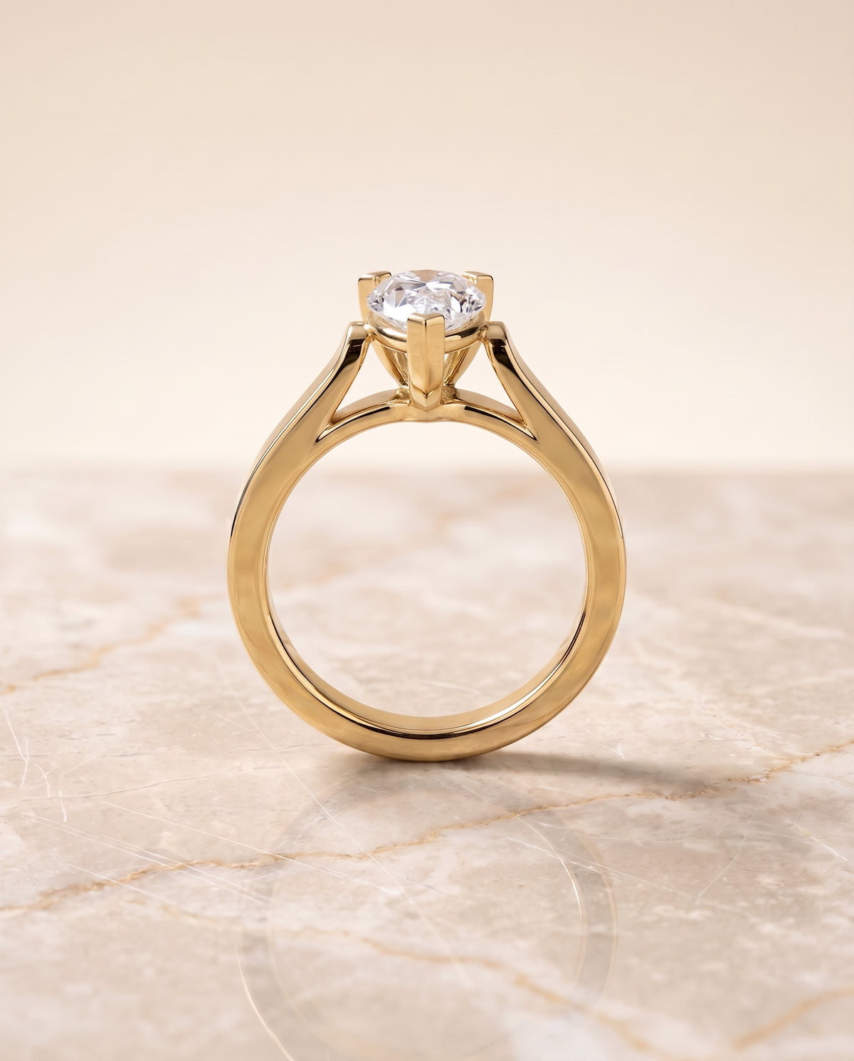 Cathedral Squared Edge Solitaire styling on The Charlotte pear engagement ring setting | RockHer