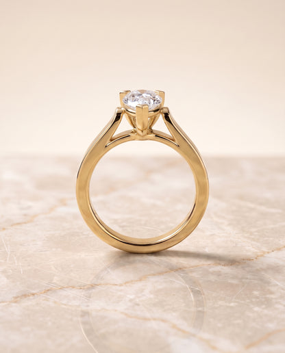 The Charlotte Cathedral Squared Edge Solitaire Pear Engagement Ring Setting in 18K Yellow Gold