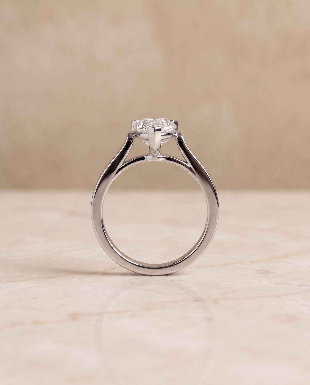 The Charlotte Cathedral Squared Edge Solitaire Pear Engagement Ring Setting in Platinum