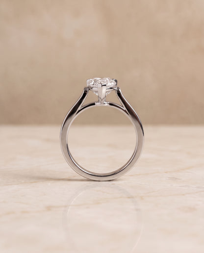 The Charlotte Cathedral Squared Edge Solitaire Pear Engagement Ring Setting in Platinum