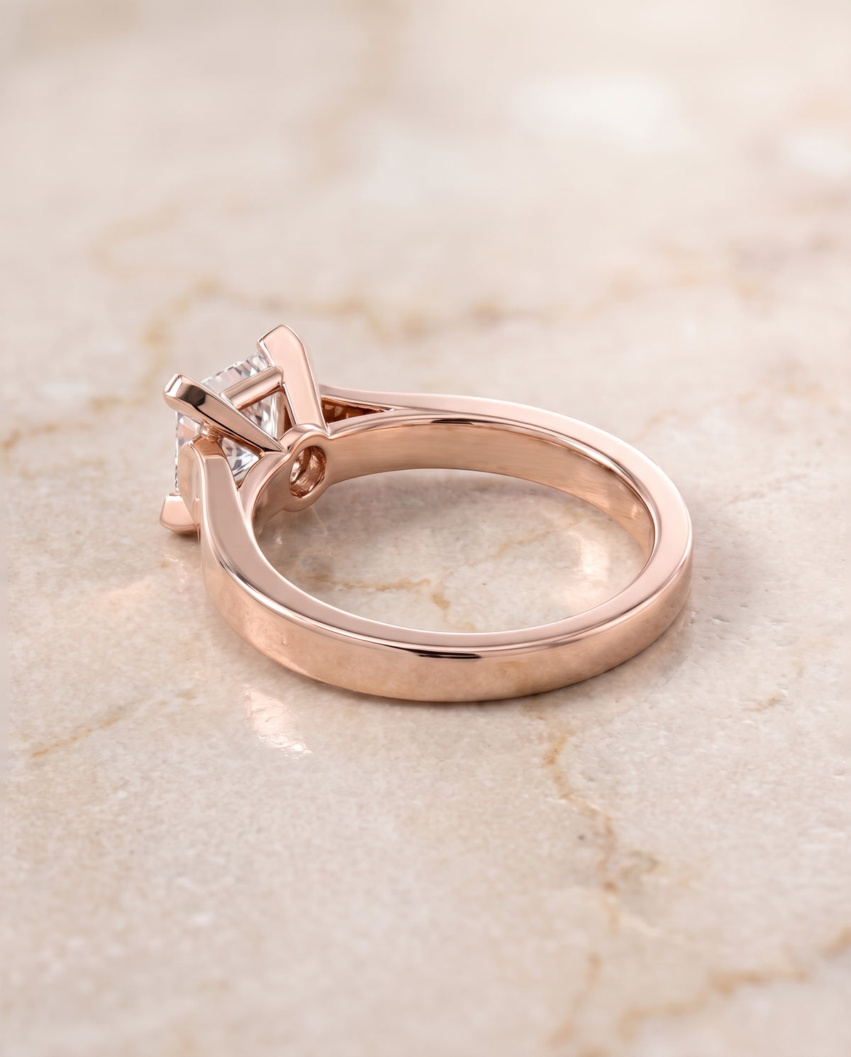 The Charlotte Cathedral Squared Edge Solitaire Princess Cut Engagement Ring Setting in 14K Rose Gold