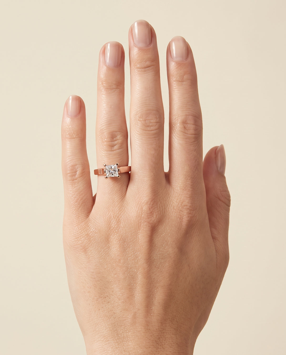 The Charlotte Cathedral Squared Edge Solitaire Princess Cut Engagement Ring Setting in 14K Rose Gold