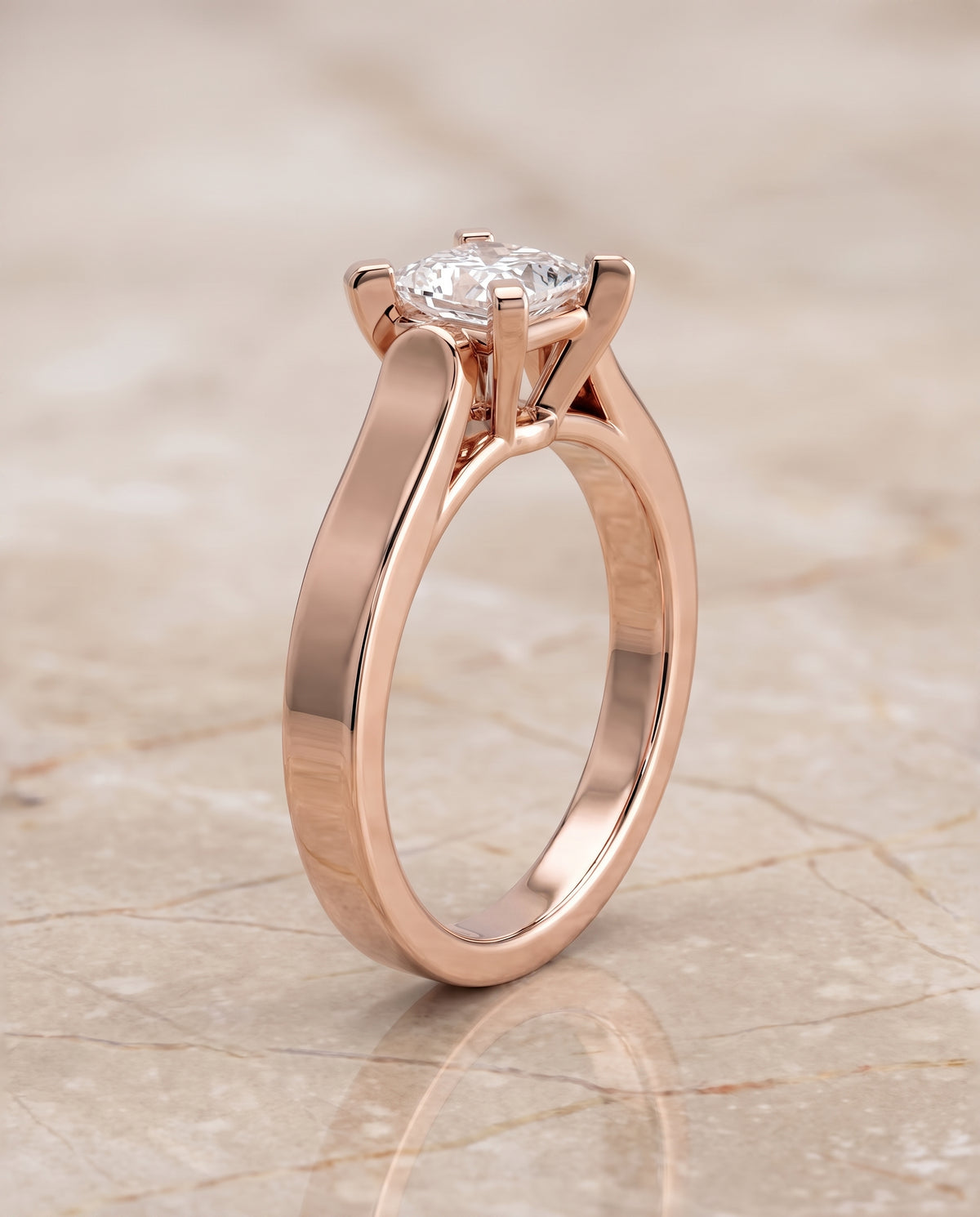 The Charlotte Cathedral Squared Edge Solitaire Princess Cut Engagement Ring Setting in 14K Rose Gold