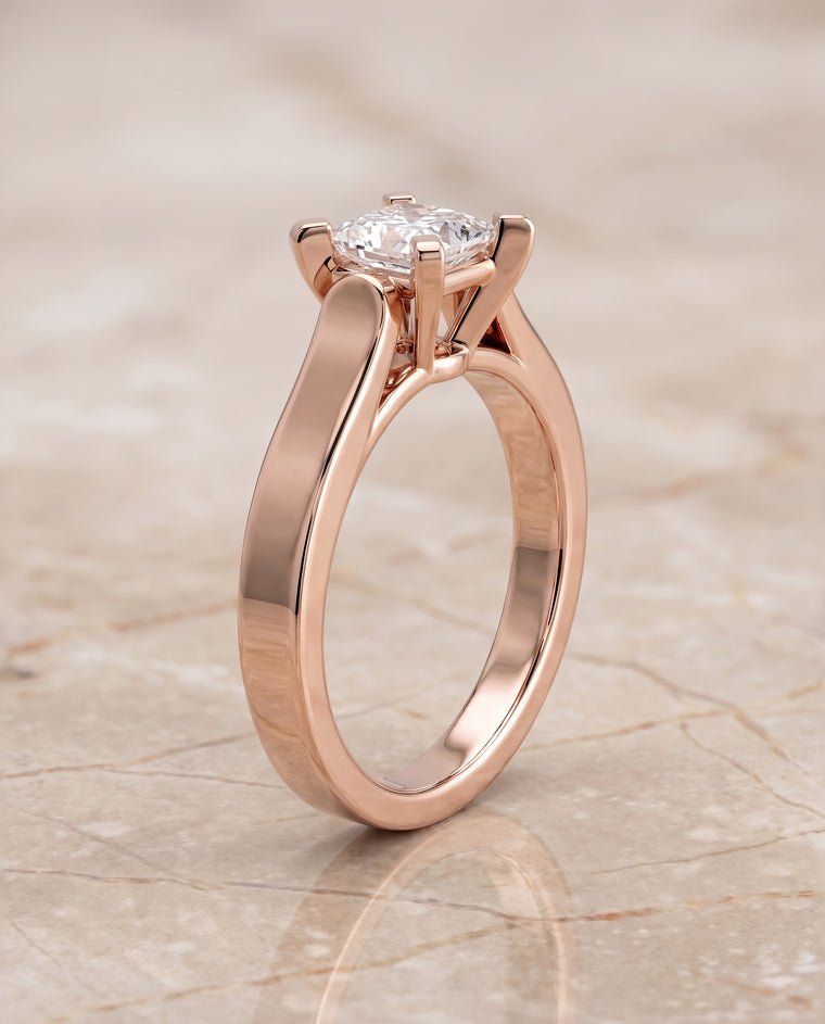 The Charlotte Cathedral Squared Edge Solitaire Princess Cut Engagement Ring Setting in 14K Rose Gold