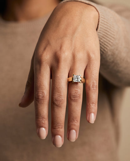 The Charlotte Cathedral Squared Edge Solitaire Princess Cut Engagement Ring Setting in 18K Yellow Gold
