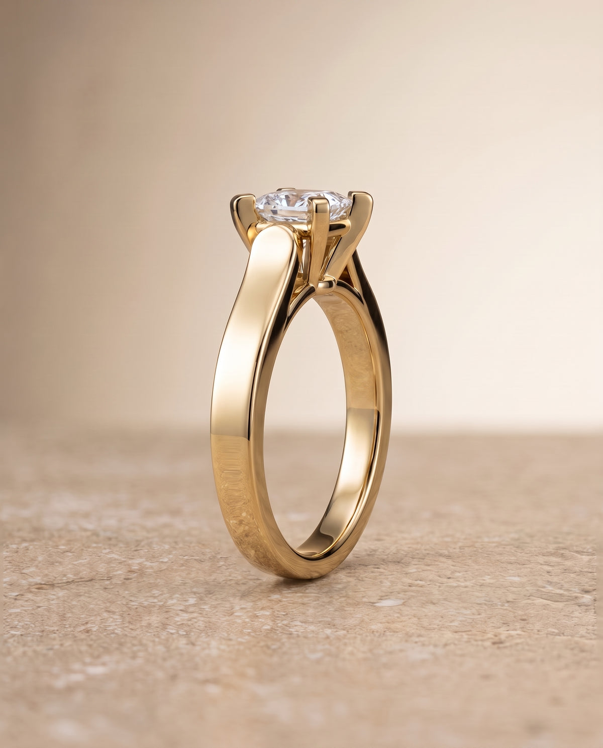 The Charlotte Cathedral Squared Edge Solitaire Princess Cut Engagement Ring Setting in 18K Yellow Gold