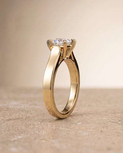 The Charlotte Cathedral Squared Edge Solitaire Princess Cut Engagement Ring Setting in 18K Yellow Gold