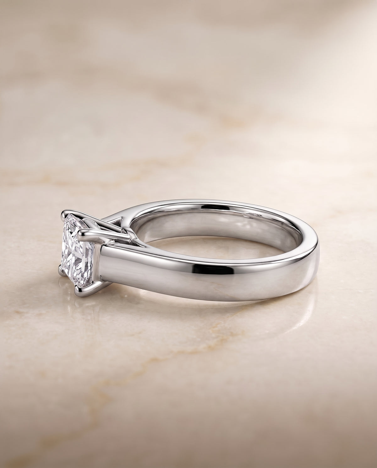 The Charlotte Cathedral Squared Edge Solitaire Princess Cut Engagement Ring Setting in 18K White Gold