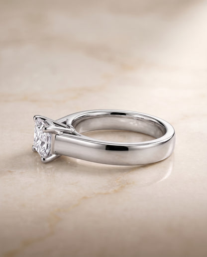 The Charlotte Cathedral Squared Edge Solitaire Princess Cut Engagement Ring Setting in 18K White Gold