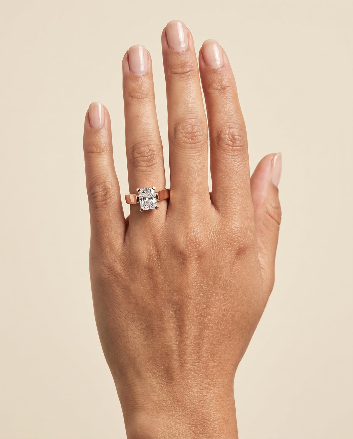 The Charlotte Cathedral Squared Edge Solitaire Radiant Cut Engagement Ring Setting in 14K Rose Gold