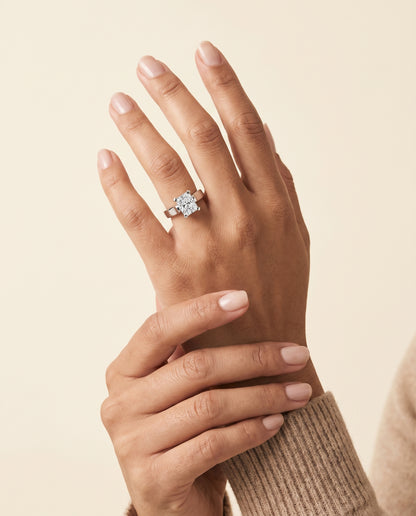 The Charlotte Cathedral Squared Edge Solitaire Radiant Cut Engagement Ring Setting in 18K White Gold