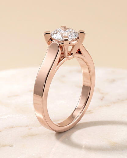 The Charlotte Cathedral Squared Edge Solitaire Round Engagement Ring Setting in 14K Rose Gold