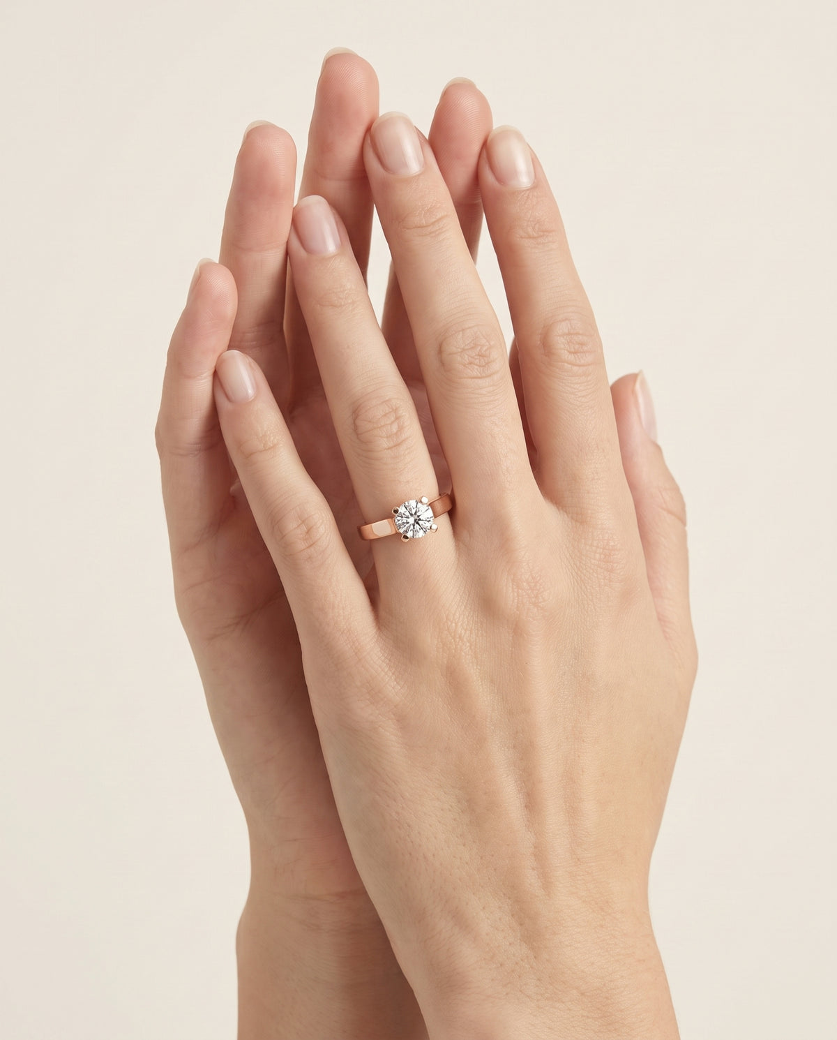 The Charlotte Cathedral Squared Edge Solitaire Round Engagement Ring Setting in 14K Rose Gold