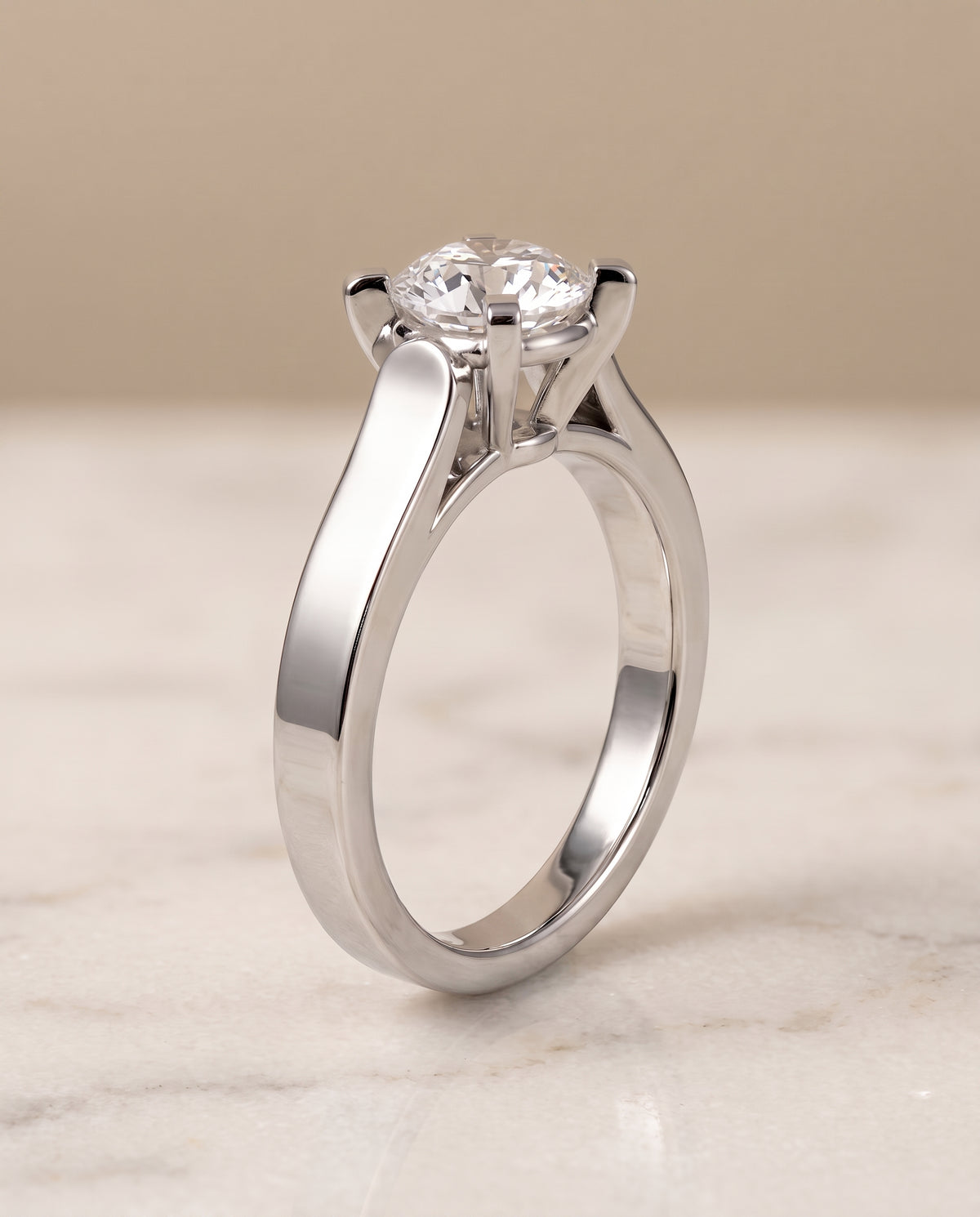 Cathedral Squared Edge Solitaire styling on The Charlotte round engagement ring setting | RockHer