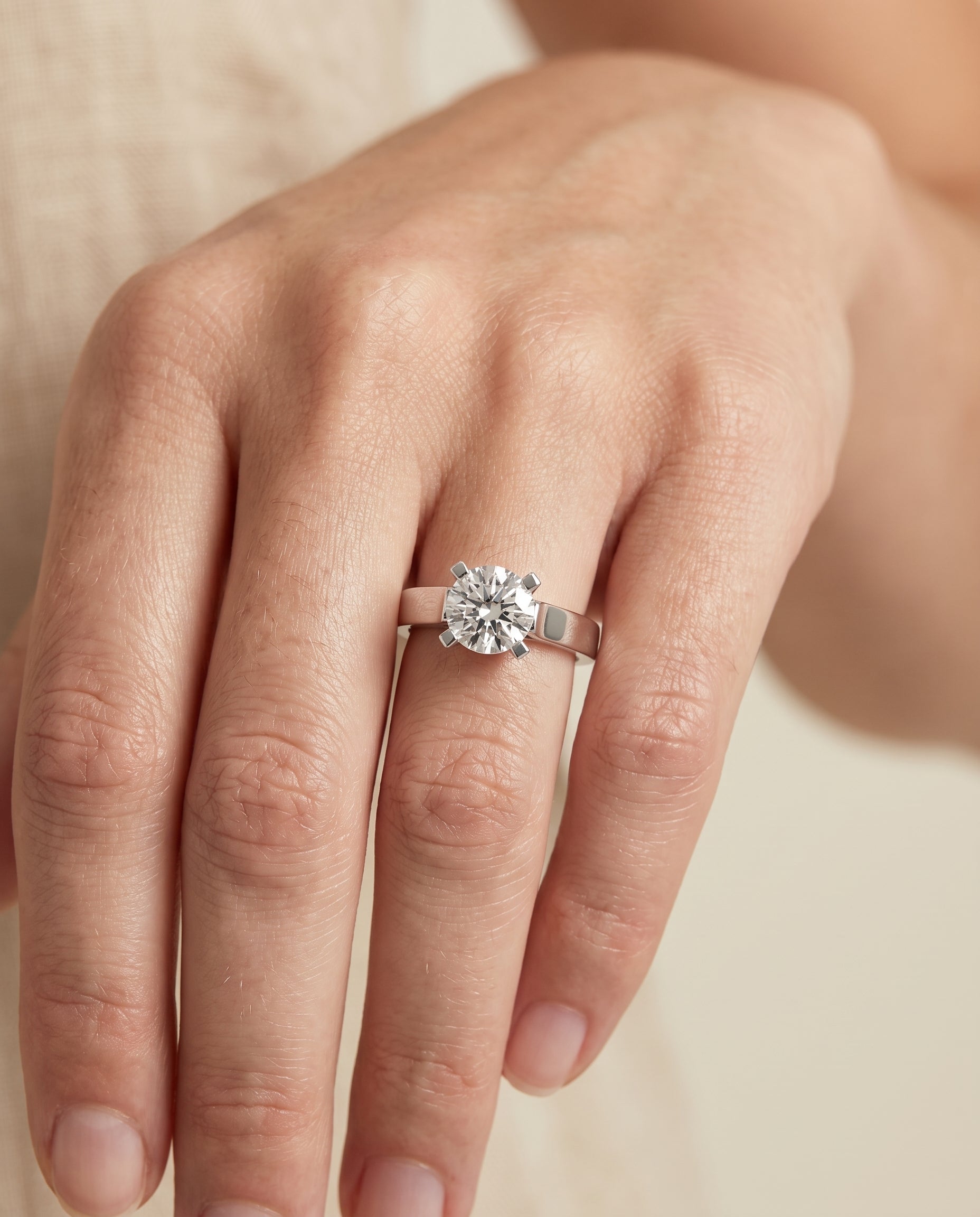 The Charlotte engagement ring setting in Platinum, cathedral squared edge solitaire design | RockHer