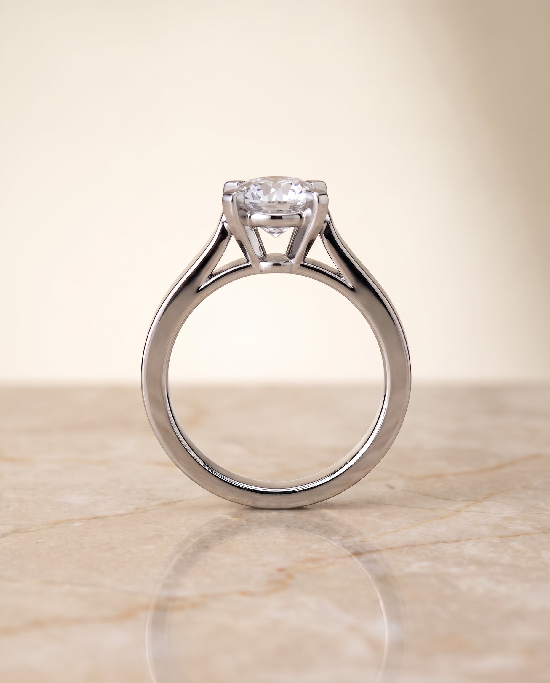 The Charlotte setting for round diamonds, made to order in Platinum | RockHer