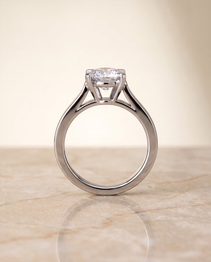 The Charlotte Cathedral Squared Edge Solitaire Round Engagement Ring Setting in Platinum
