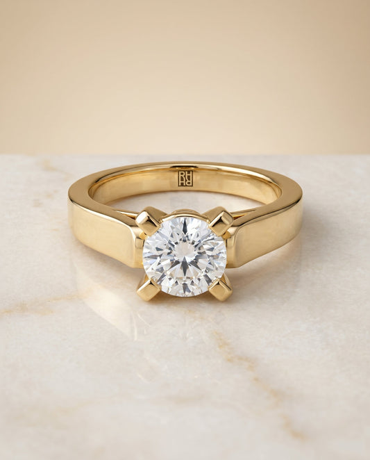 The Charlotte Select Cathedral Solitaire Engagement Ring with Lab Diamond in 18K Yellow Gold - view 1
