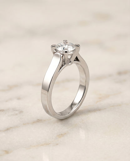 The Charlotte Cathedral Squared Edge Solitaire Cushion Cut Engagement Ring Setting in Platinum