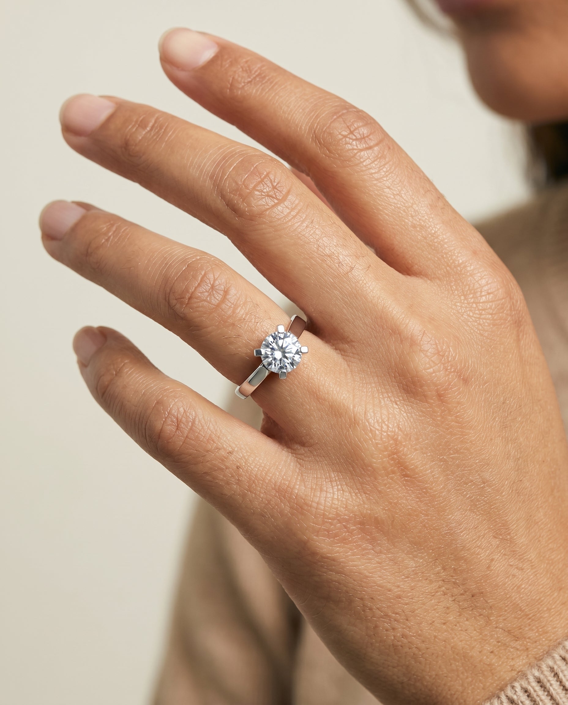 The Charlotte engagement ring setting in Platinum, cathedral squared edge solitaire cut design | RockHer