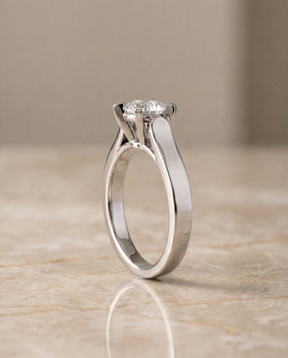 The Charlotte Cathedral Squared Edge Solitaire Cushion Cut Engagement Ring Setting in Platinum
