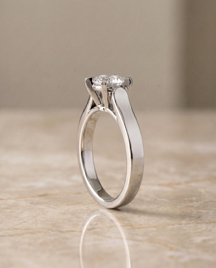 The Charlotte Cathedral Squared Edge Solitaire Cushion Cut Engagement Ring Setting in Platinum