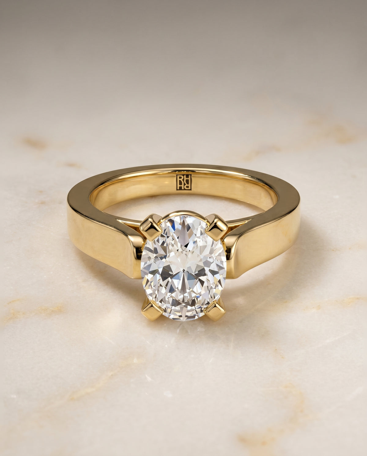 The Charlotte oval engagement ring setting in 18K Yellow Gold | RockHer