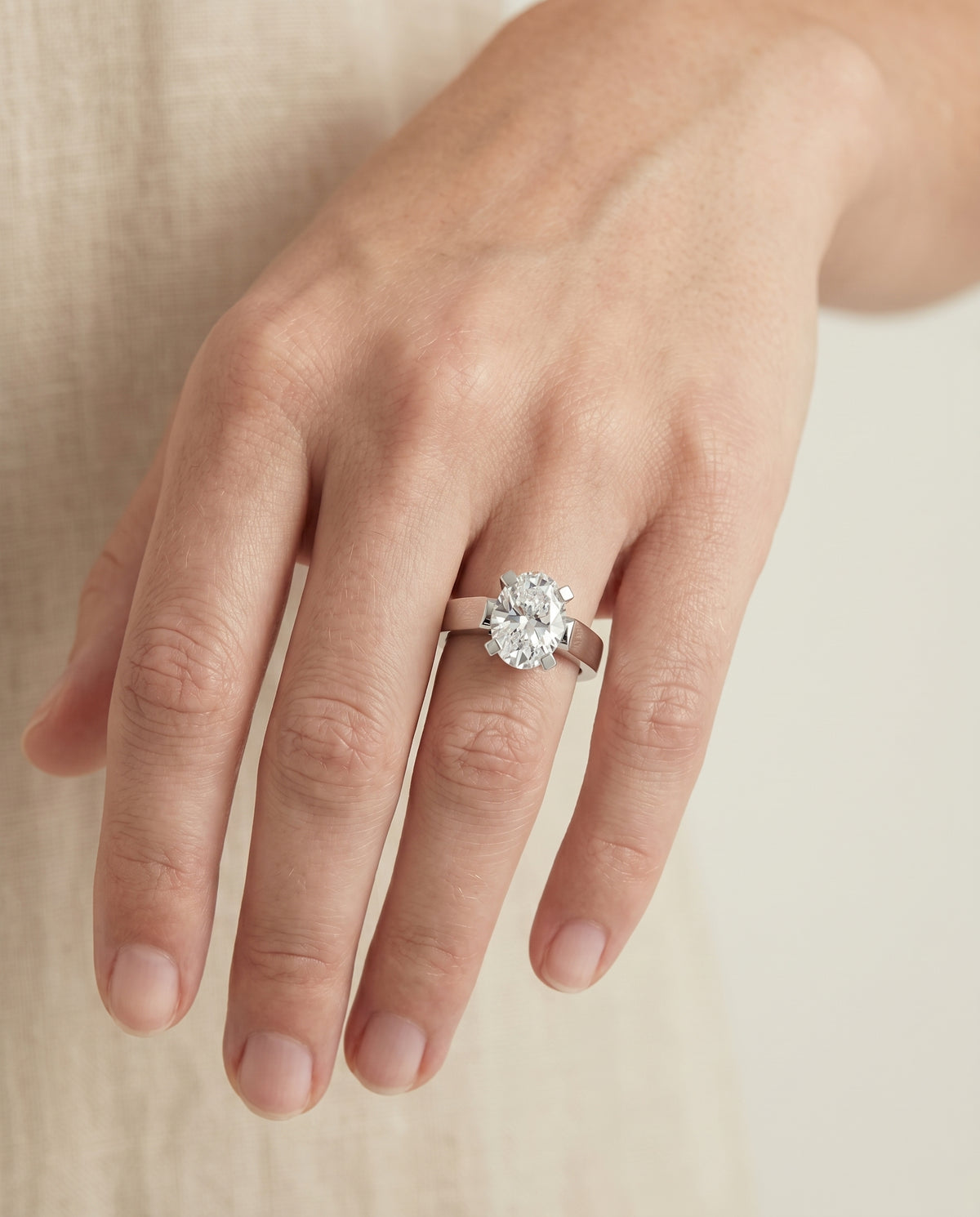 The Charlotte engagement ring setting in Platinum, cathedral squared edge solitaire design | RockHer