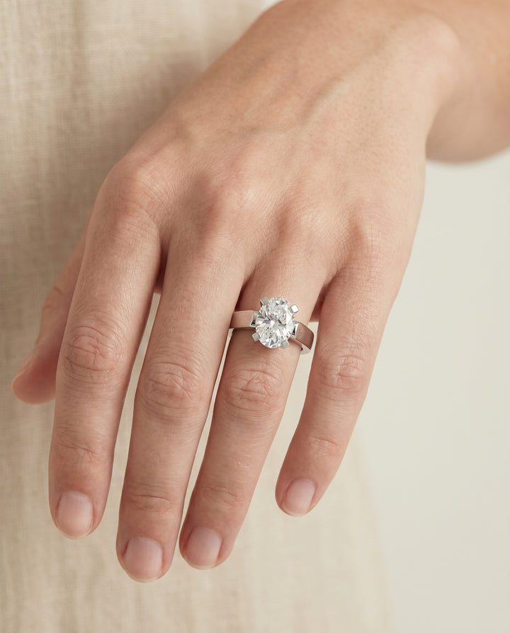 The Charlotte Solitaire Engagement Ring Setting for Oval Diamonds in Platinum