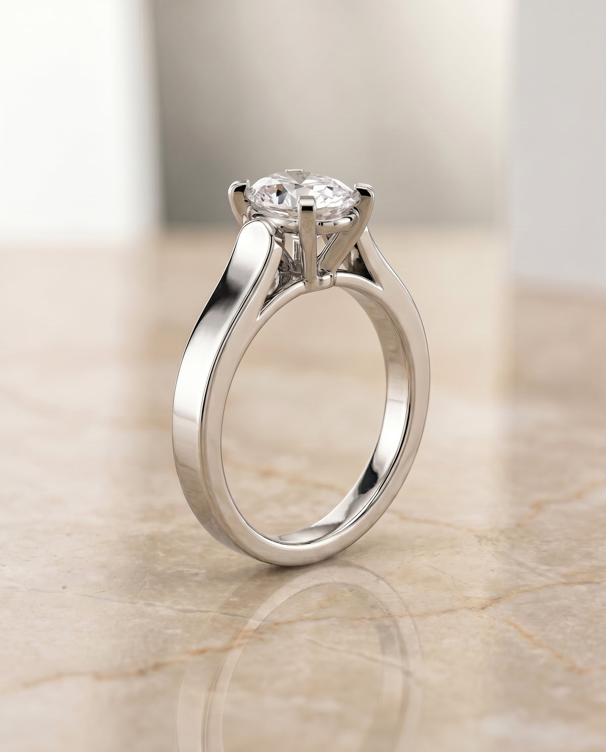 Cathedral Squared Edge Solitaire styling on The Charlotte oval engagement ring setting | RockHer