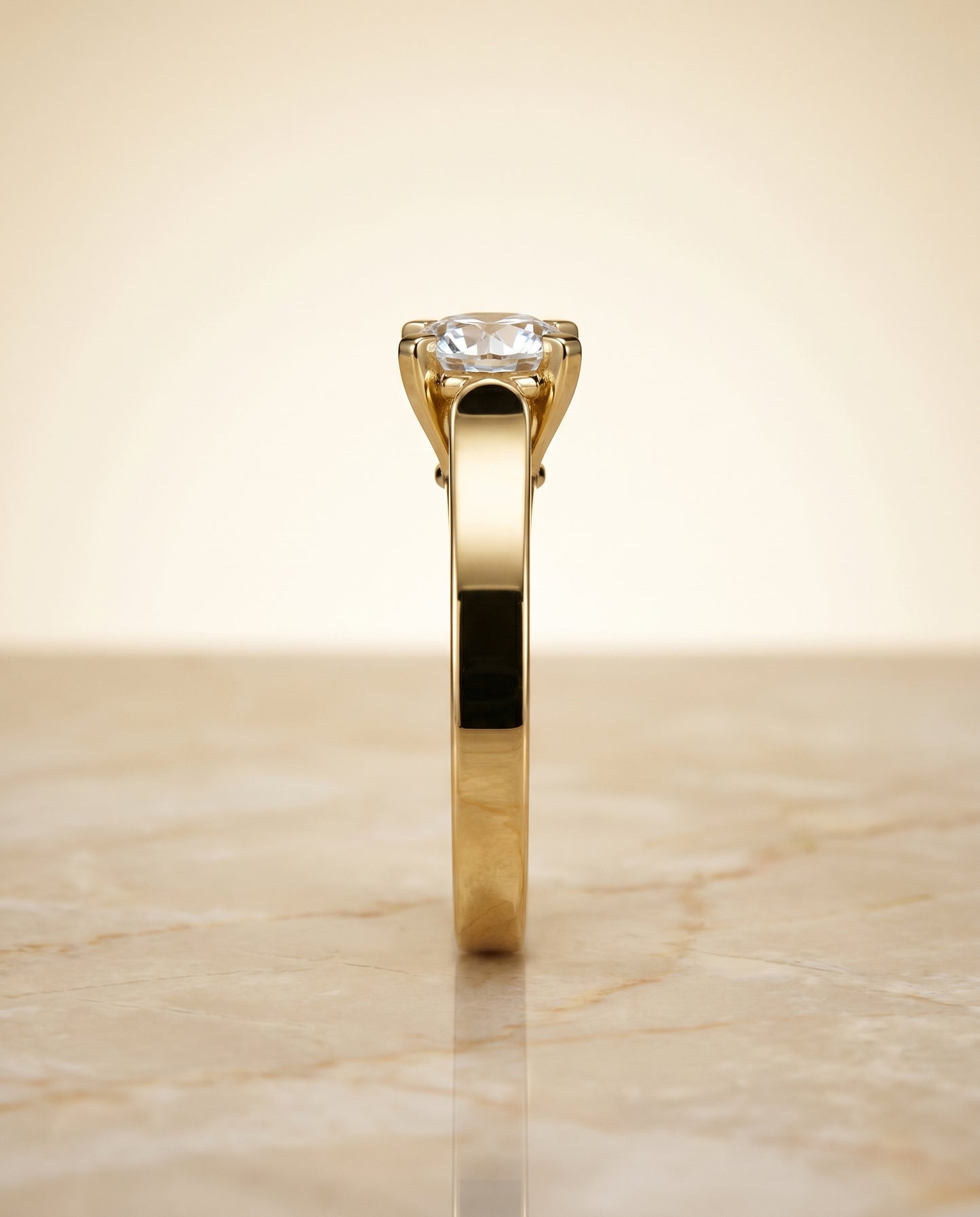 The Charlotte Cathedral Squared Edge Solitaire Round Engagement Ring Setting in 18K Yellow Gold