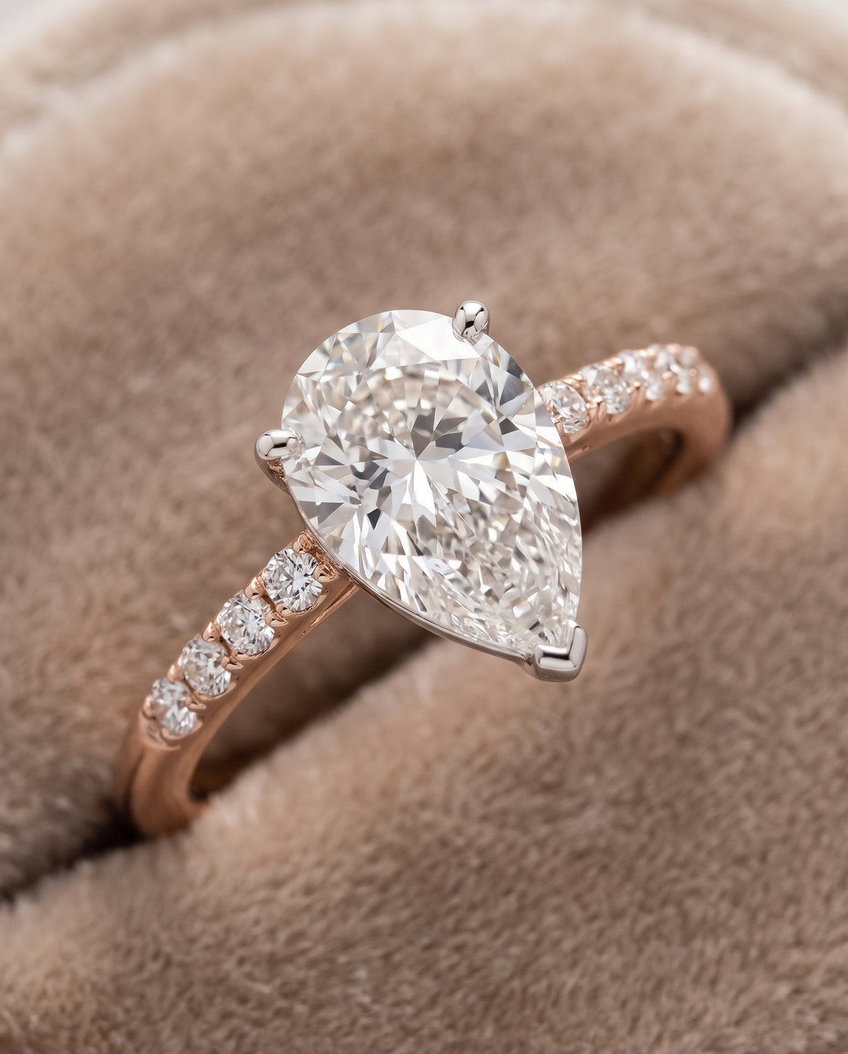 The Cherie Hidden Halo Pavé Solitaire Princess Cut Engagement Ring Setting in 14K Rose Gold