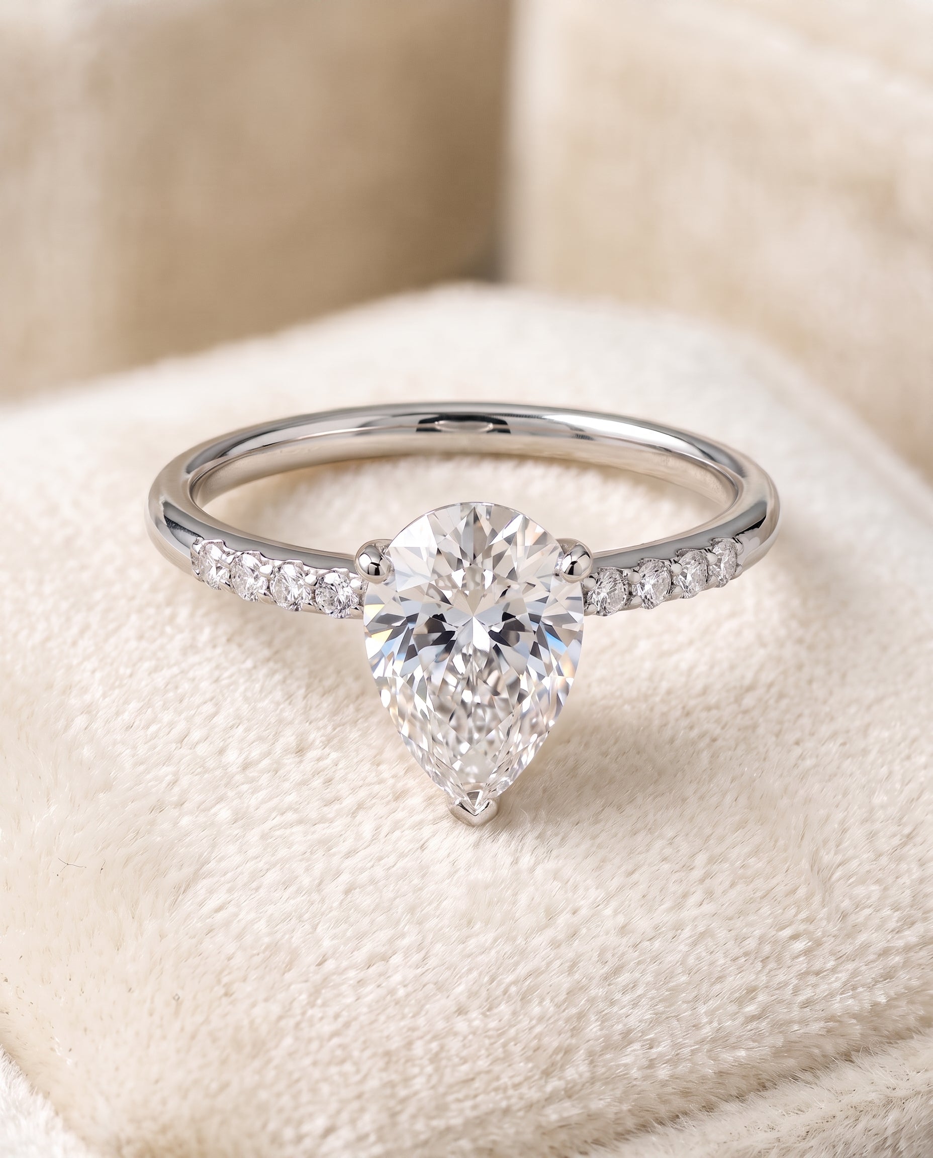 18K White Gold band of The Cherie princess engagement ring setting | RockHer