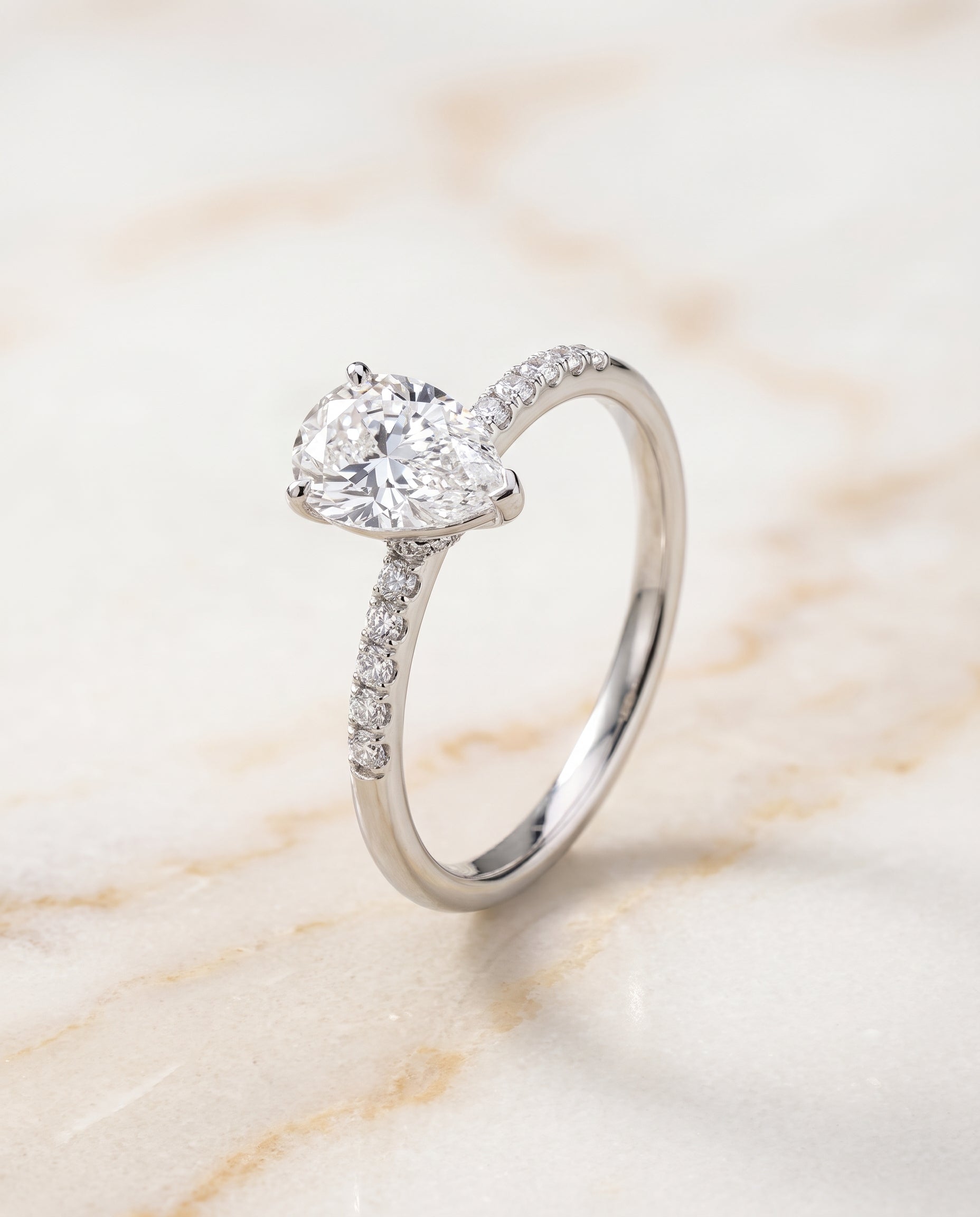 Hidden Halo Pavé Solitaire styling on The Cherie princess engagement ring setting | RockHer