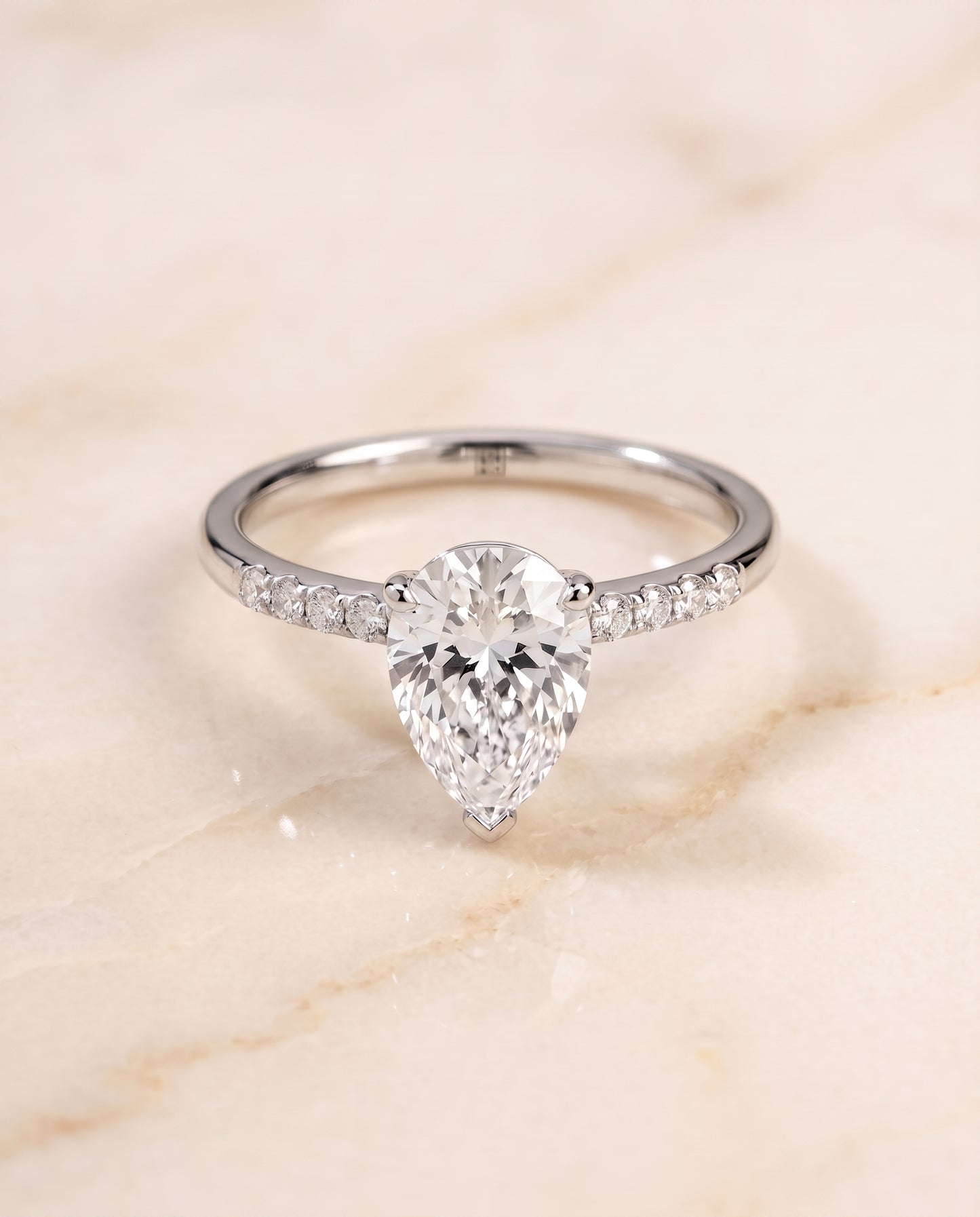 The Cherie Hidden Halo Pavé Solitaire Princess Cut Engagement Ring Setting in 18K White Gold