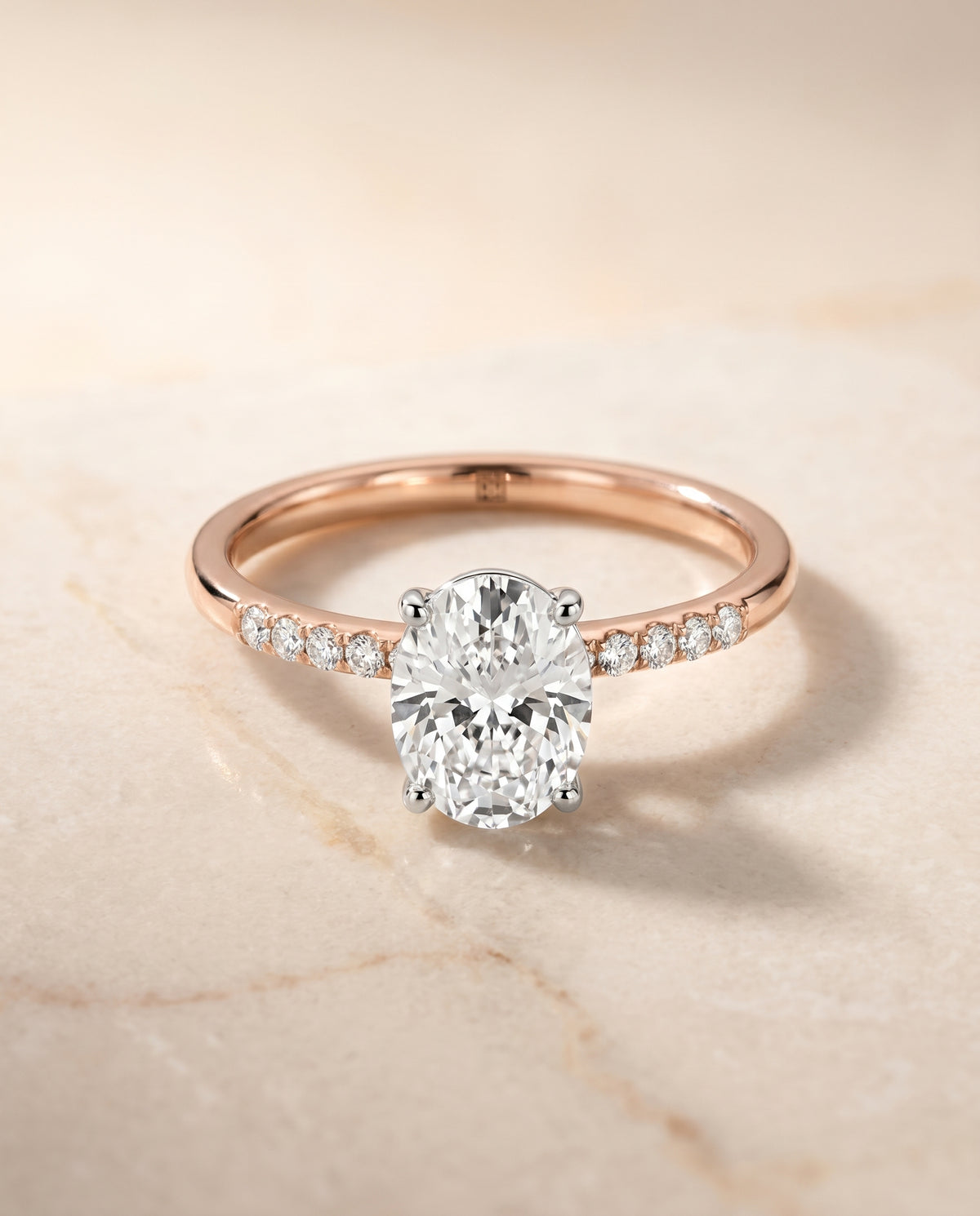 The Cherie oval engagement ring setting in 14K Rose Gold | RockHer