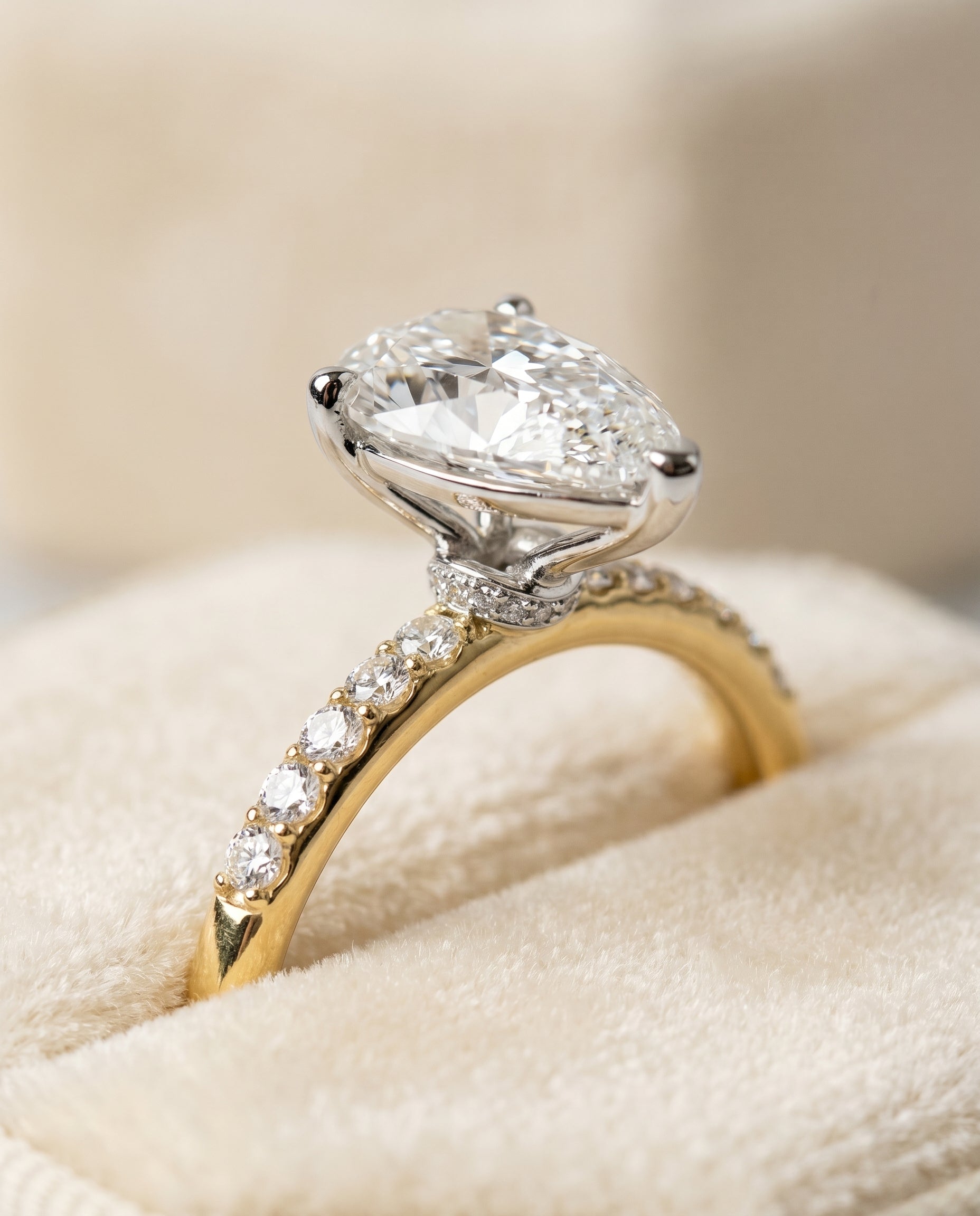 18K Yellow Gold band of The Cherie princess engagement ring setting | RockHer