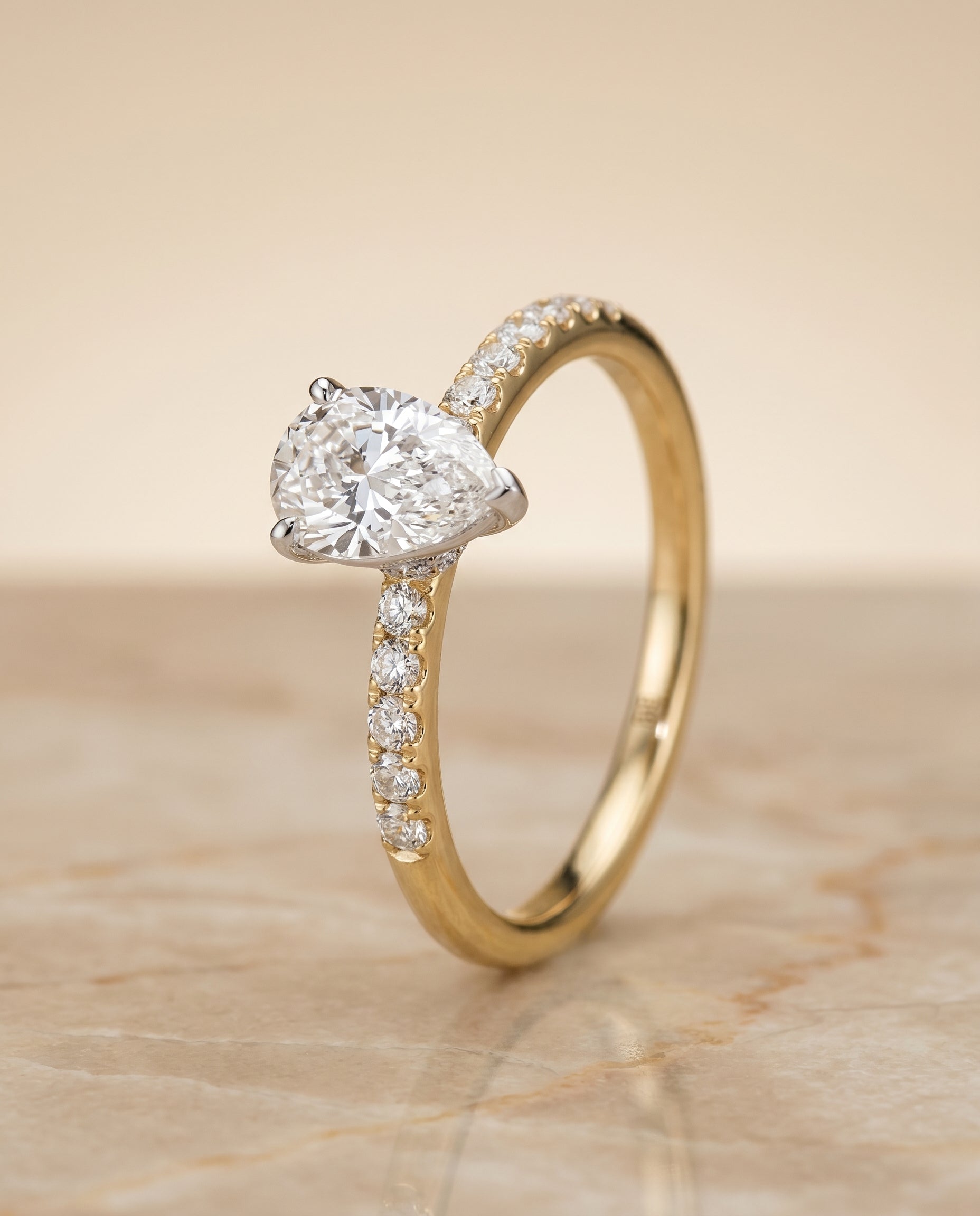 Hidden Halo Pavé Solitaire styling on The Cherie princess engagement ring setting | RockHer