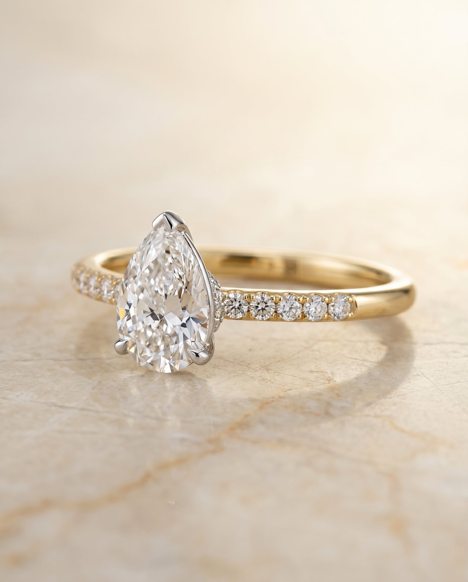 The Cherie setting for princess diamonds, made to order in 18K Yellow Gold | RockHer