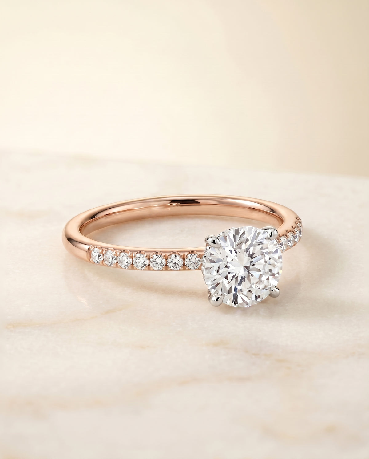The Cherie round engagement ring setting in 14K Rose Gold | RockHer