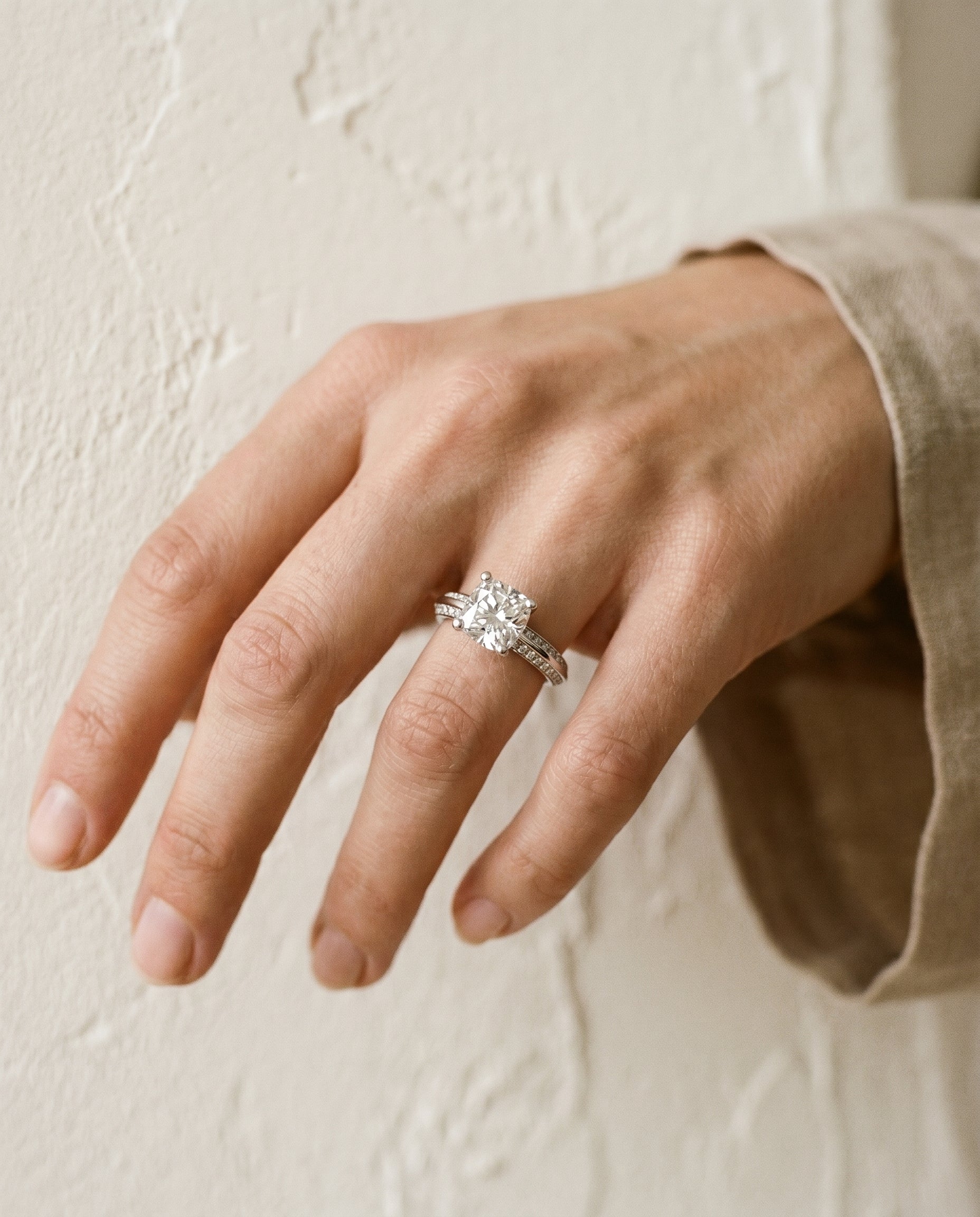 The Clover setting for cushion diamonds, made to order in 18K White Gold | RockHer