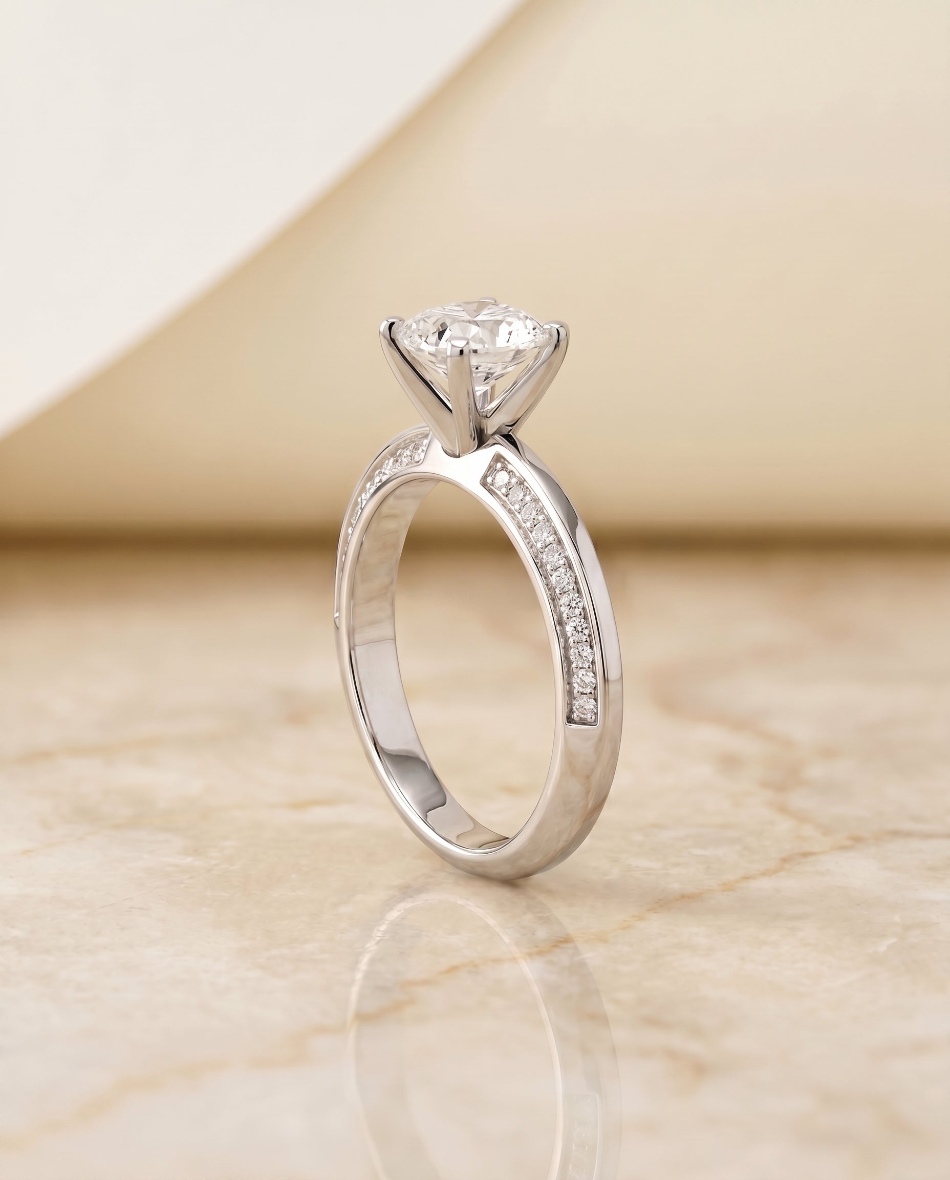 Knife Edge Pavé Cut styling on The Clover cushion engagement ring setting | RockHer