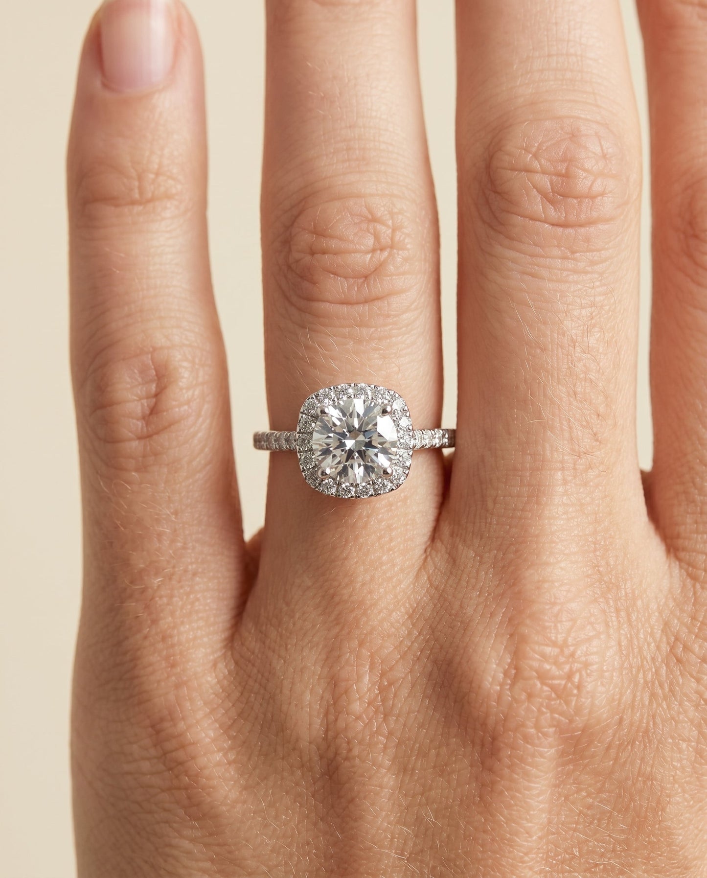 The Cosette Select Halo Engagement Ring with Lab Diamond in Platinum - view 3