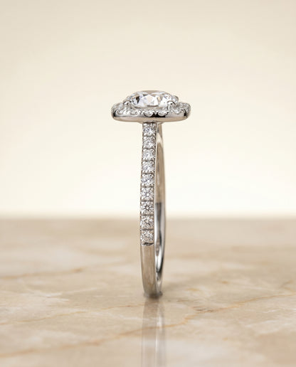 The Cosette Pavé Halo Round Engagement Ring Setting in Platinum