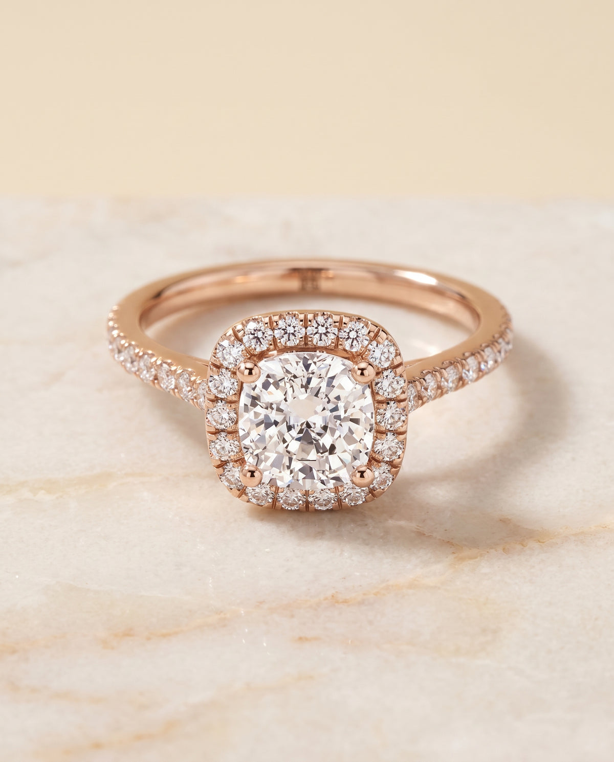 The Cosette cushion engagement ring setting in 14K Rose Gold | RockHer