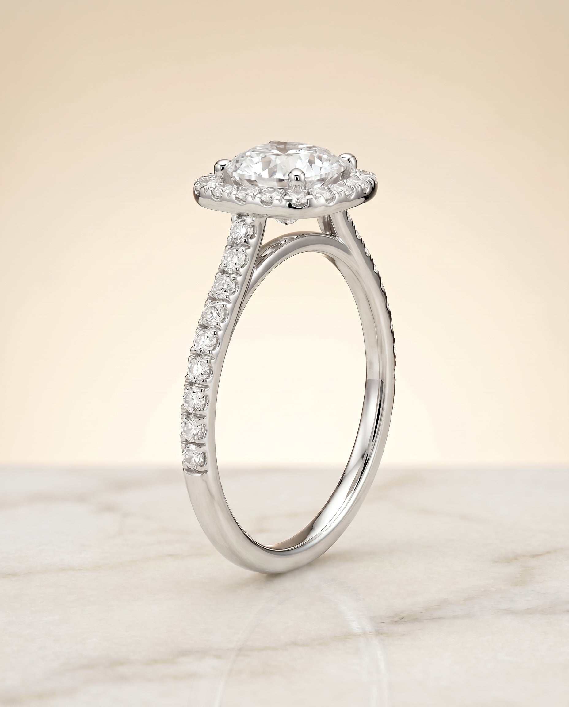 Pavé Halo Cut styling on The Cosette cushion engagement ring setting | RockHer