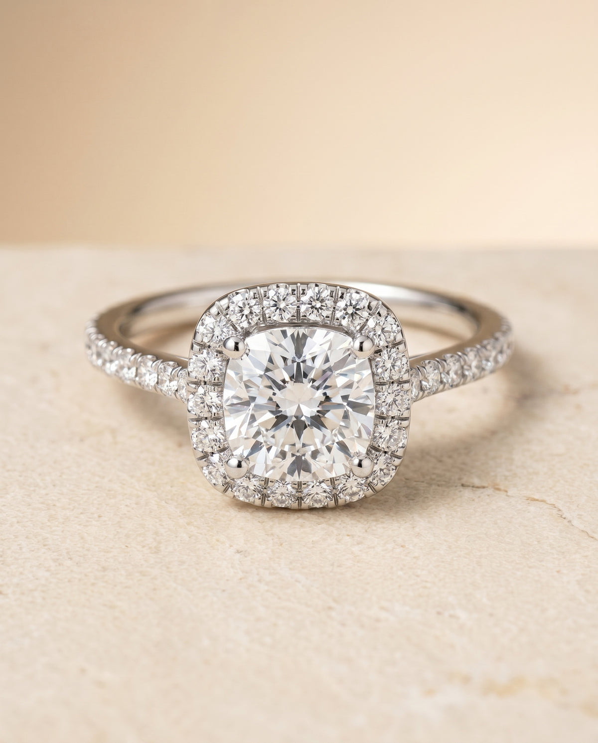 The Cosette cushion engagement ring setting in Platinum | RockHer