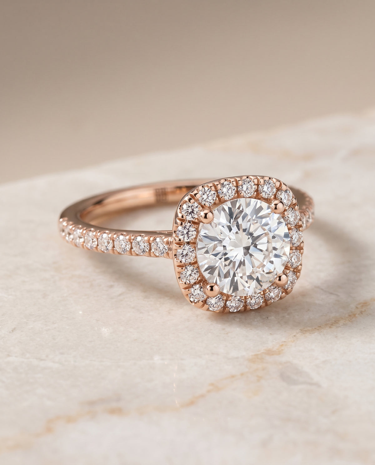 The Cosette round engagement ring setting in 14K Rose Gold | RockHer