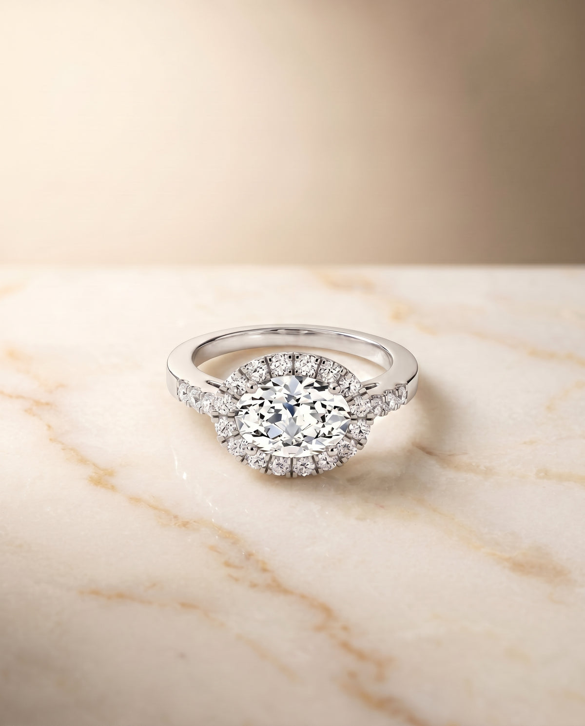 The Crimson oval engagement ring setting in 18K White Gold | RockHer
