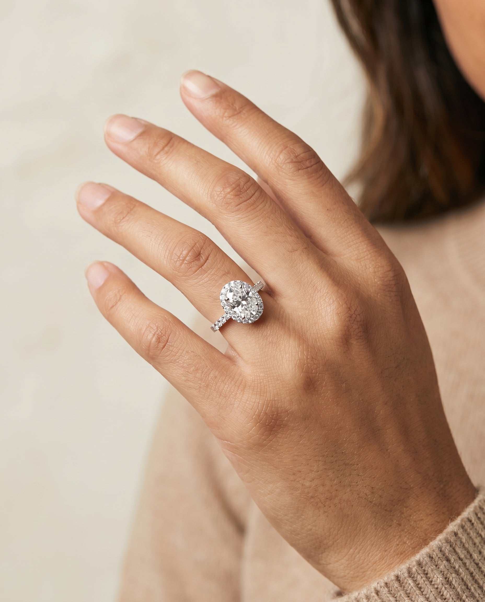 The Crimson engagement ring setting in 18K White Gold, east west horizontal halo design | RockHer